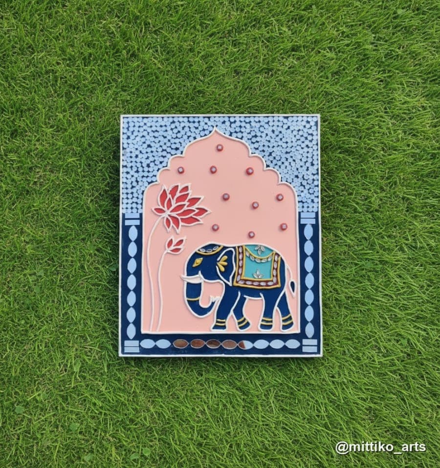 Elephant Jharokha & Mandala Multi-Panel Wall Set