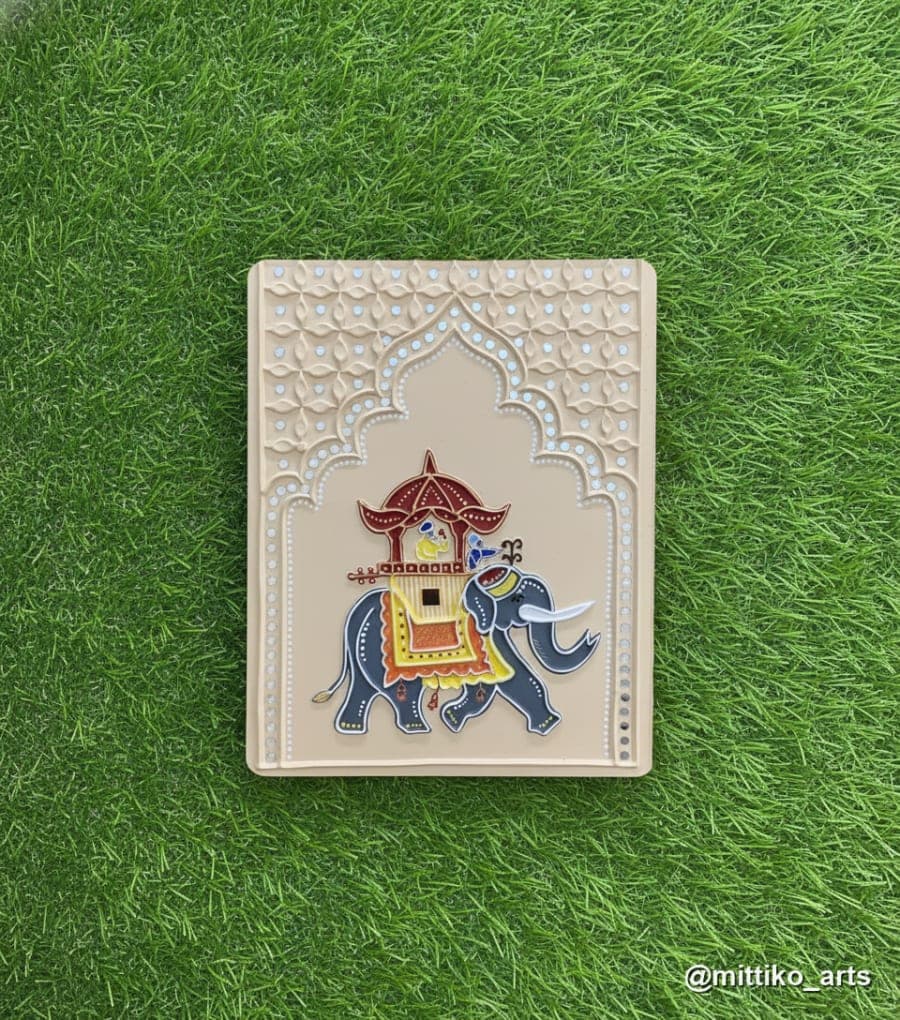 Traditional Peacock in Cream Jharokha Wall Panel