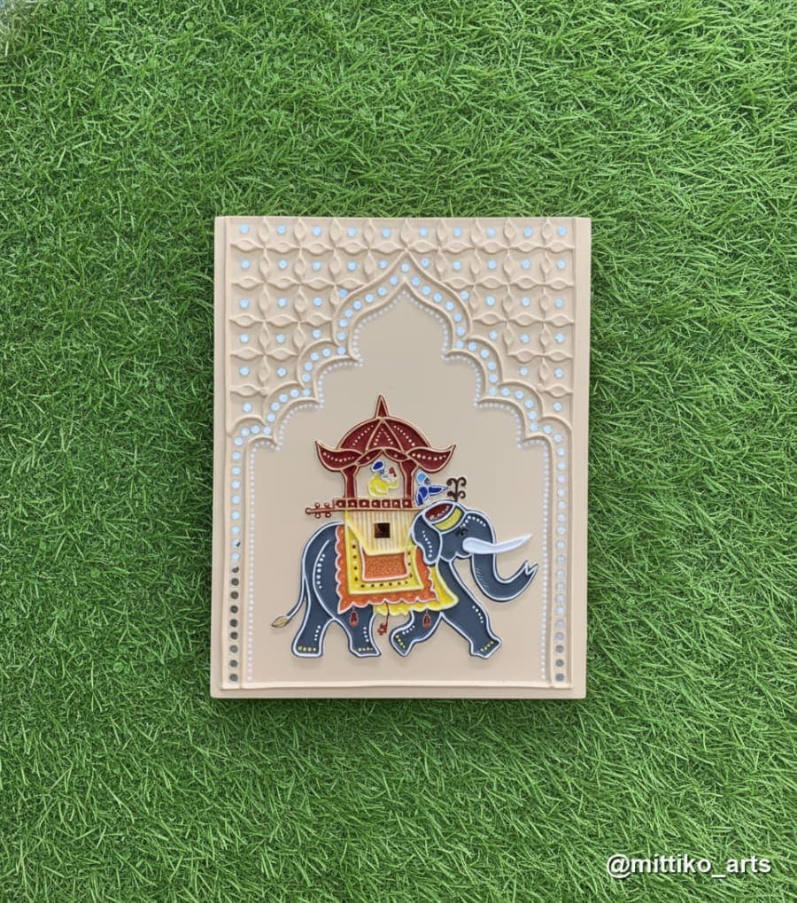 Sheesh Mahal Floral Jharokha Wall Frame – Red & Gold