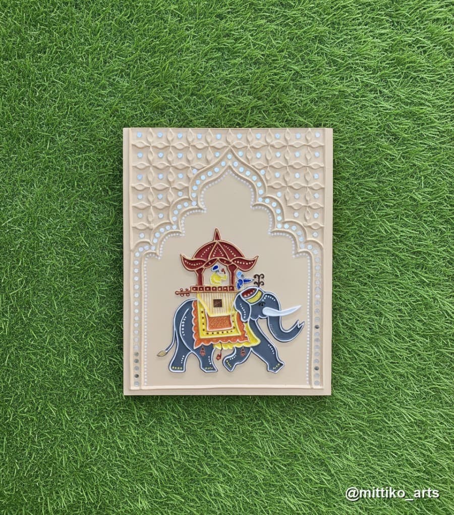 Airavat Royal Elephant in Cream Jharokha Wall Panel