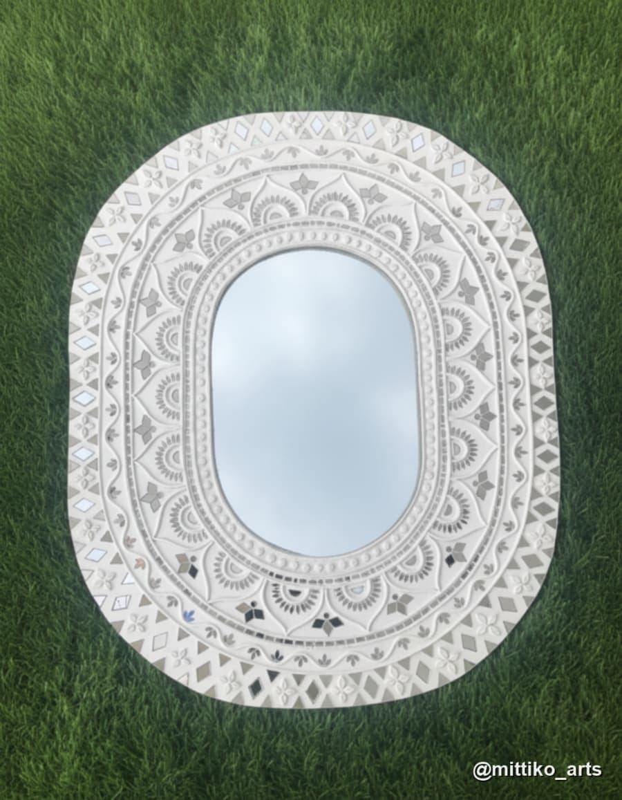 Geometric Mandala Multi-Panel Wall Set – Cream & Mirror