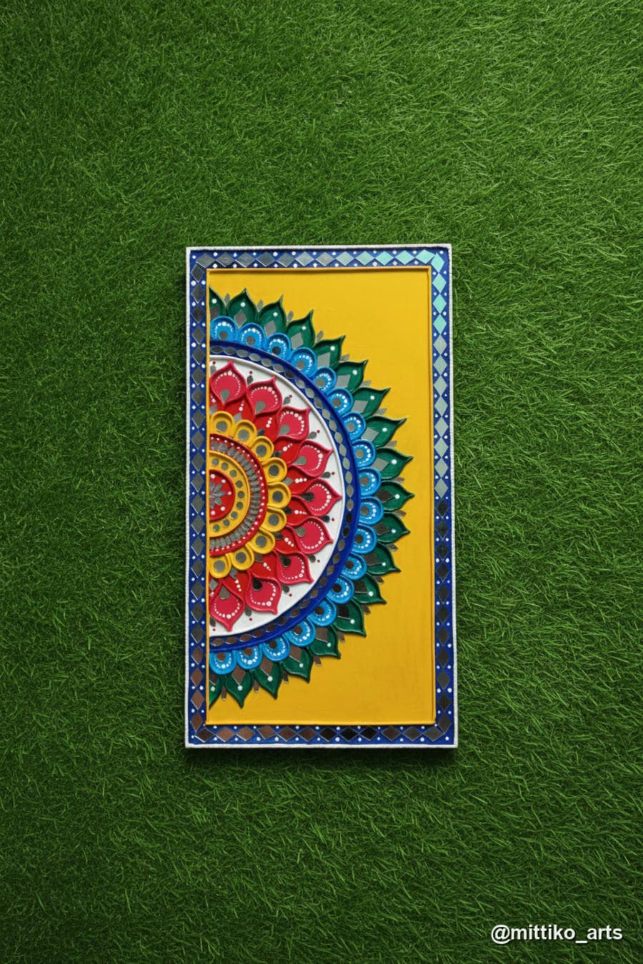 Half-Mandala Wall Panel – Mustard, Red & Emerald