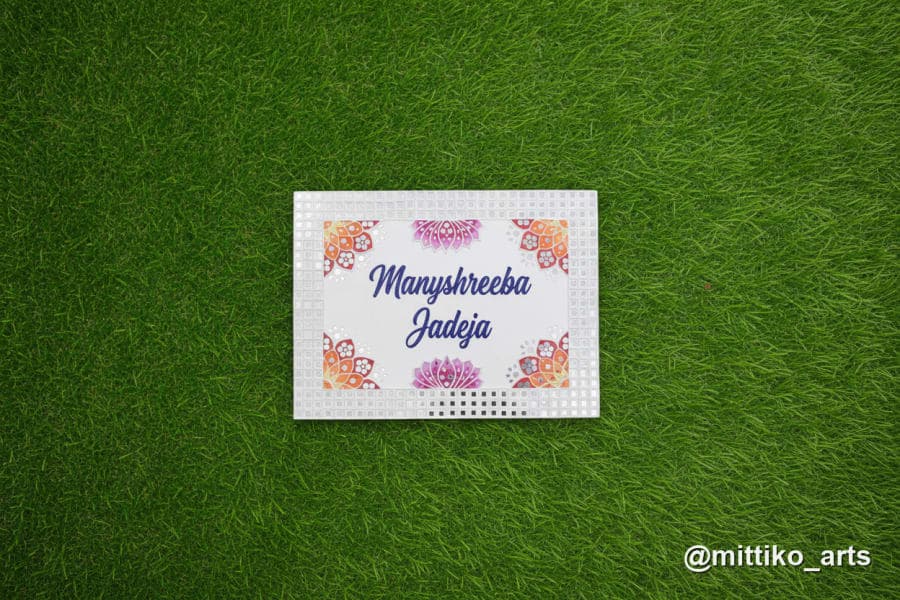 Mandala Pattern Family Nameplate – Cream Mirror Mosaic 20×16