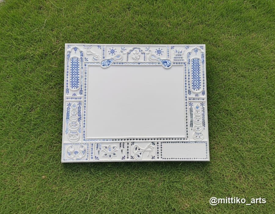 Wedding Nameplate Frame with Auspicious Motifs – Ivory White
