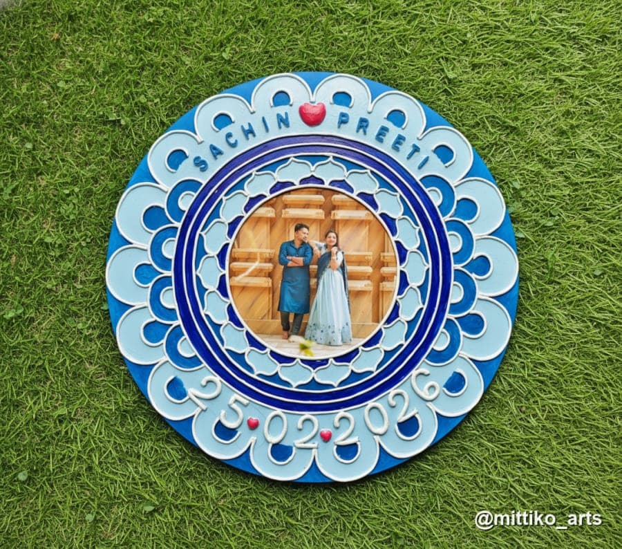 Blue Mandala Wedding Couple Frame – Bride & Groom Portrait