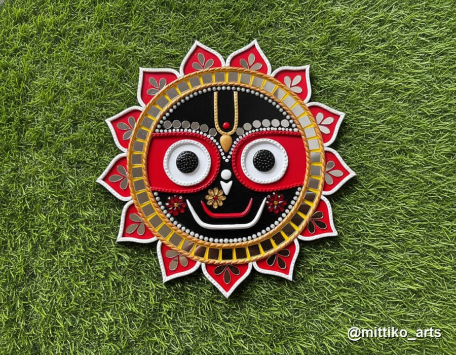 Jagannathji Black & Red Mandala Plate – Petal Border