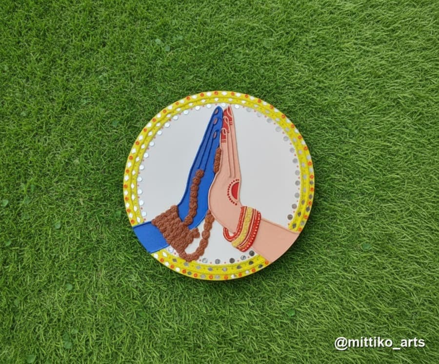 Shiv-Shakti Wall Plate – Yellow Border Variant 12 inch
